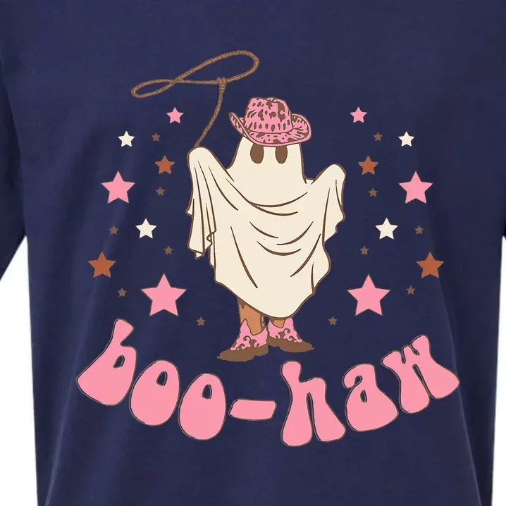 Halloween Boo Haw Ghost Western Cowboy Cowgirl Funny Spooky Sueded Cloud Jersey T-Shirt