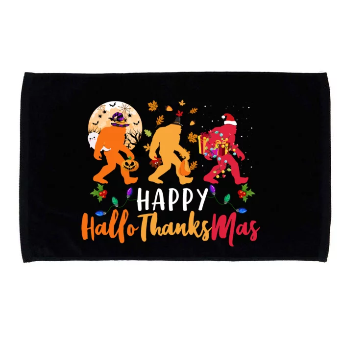 Hallothanksmas Bigfoot Halloween Thanksgiving Christmas Microfiber Hand Towel