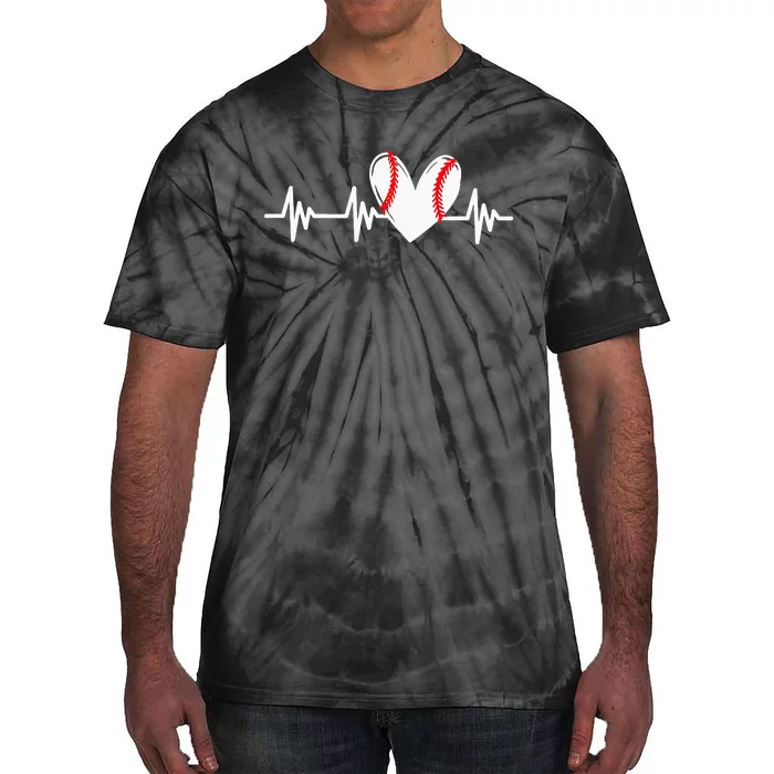 Heart Baseball Heartbeat Love sports players Tie-Dye T-Shirt