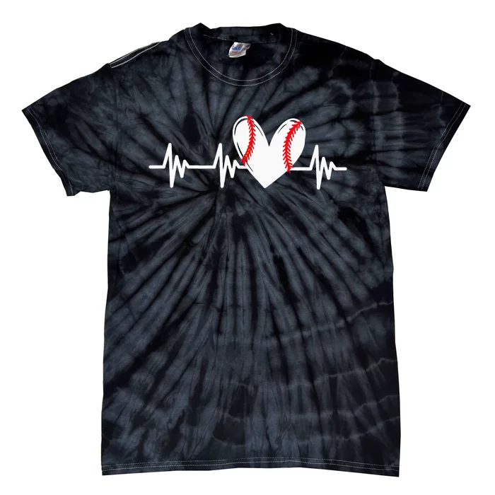 Heart Baseball Heartbeat Love sports players Tie-Dye T-Shirt