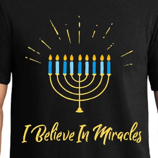 Hanukkah Believe In Miracles Menorah Lit Jewish Faith Latke Pajama Set