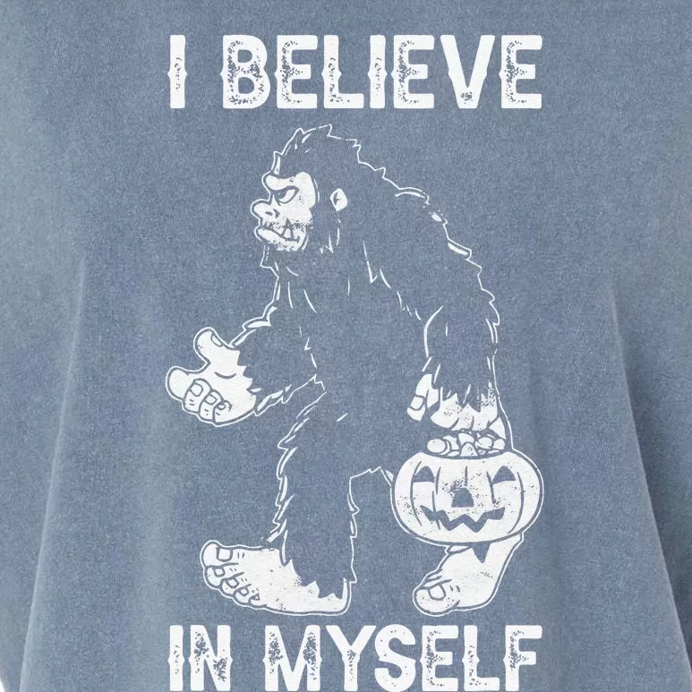 Halloween Believe In Myself Bigfoot Funny Pumpkin Believer Garment-Dyed Women's Muscle Tee