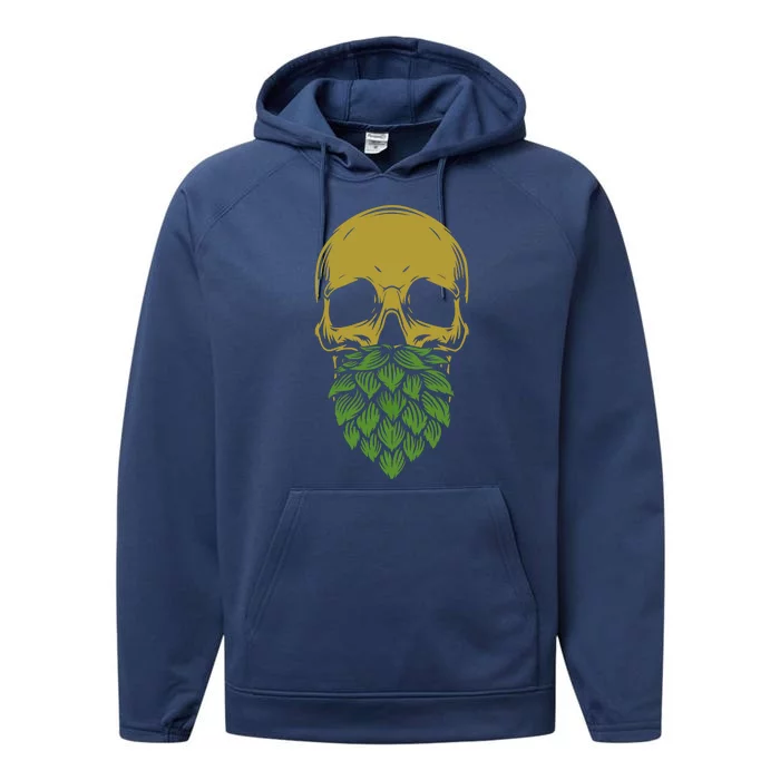 Home Brewing IPA Craft Beer Brewer Skull Hop Beard Performance Fleece Hoodie