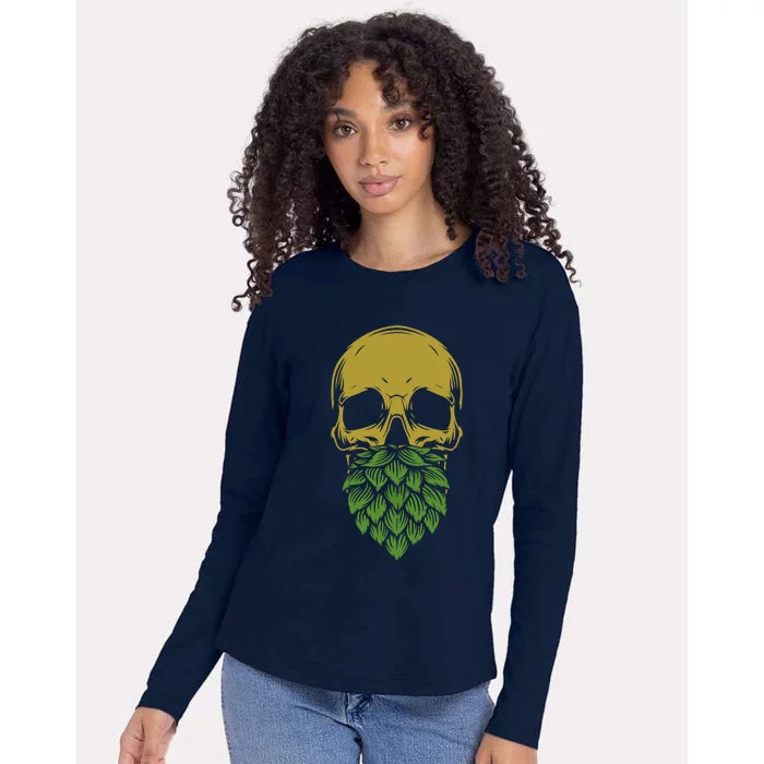 Home Brewing IPA Craft Beer Brewer Skull Hop Beard Womens Cotton Relaxed Long Sleeve T-Shirt