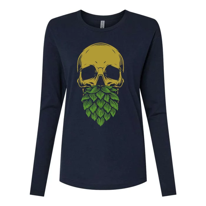 Home Brewing IPA Craft Beer Brewer Skull Hop Beard Womens Cotton Relaxed Long Sleeve T-Shirt