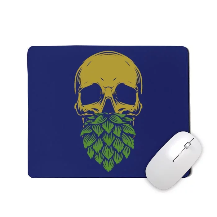 Home Brewing IPA Craft Beer Brewer Skull Hop Beard Mousepad