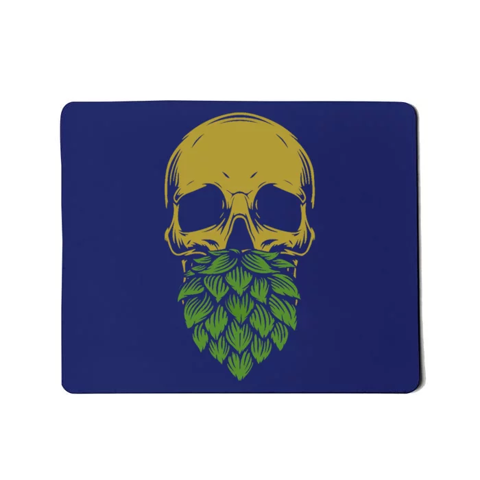 Home Brewing IPA Craft Beer Brewer Skull Hop Beard Mousepad