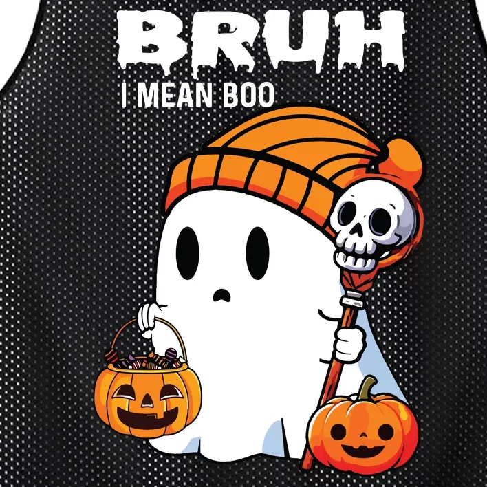 Halloween Bruh I Mean Boo Ghost Funny Mesh Reversible Basketball Jersey Tank