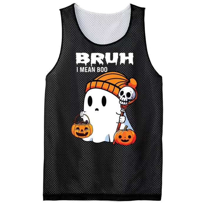 Halloween Bruh I Mean Boo Ghost Funny Mesh Reversible Basketball Jersey Tank