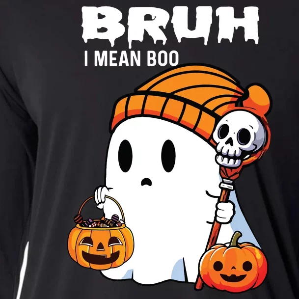 Halloween Bruh I Mean Boo Ghost Funny Cooling Performance Long Sleeve Crew