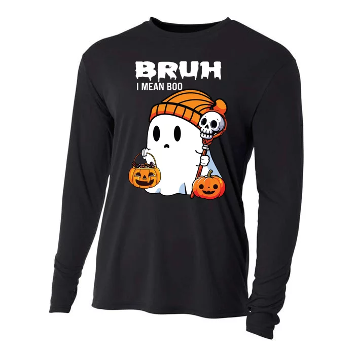 Halloween Bruh I Mean Boo Ghost Funny Cooling Performance Long Sleeve Crew