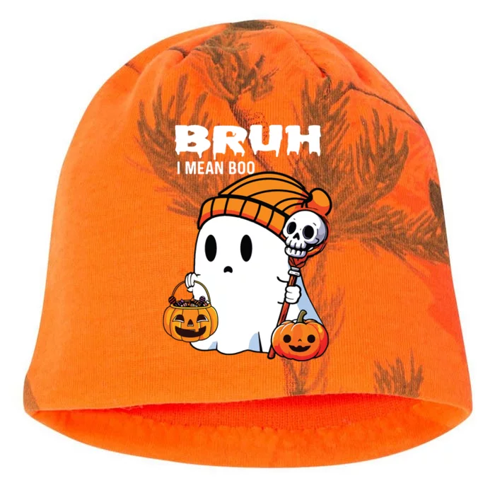 Halloween Bruh I Mean Boo Ghost Funny Kati - Camo Knit Beanie