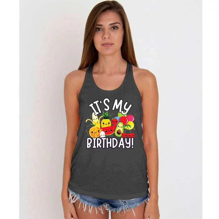 Hey Bear Its My Birthday Birthday Boy Girl Women's Knotted Racerback Tank