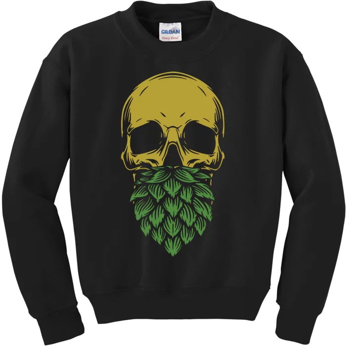 Home Brewing Ipa Craft Beer Brewer Skull Hop Beard Kids Sweatshirt