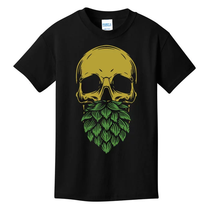 Home Brewing Ipa Craft Beer Brewer Skull Hop Beard Kids T-Shirt