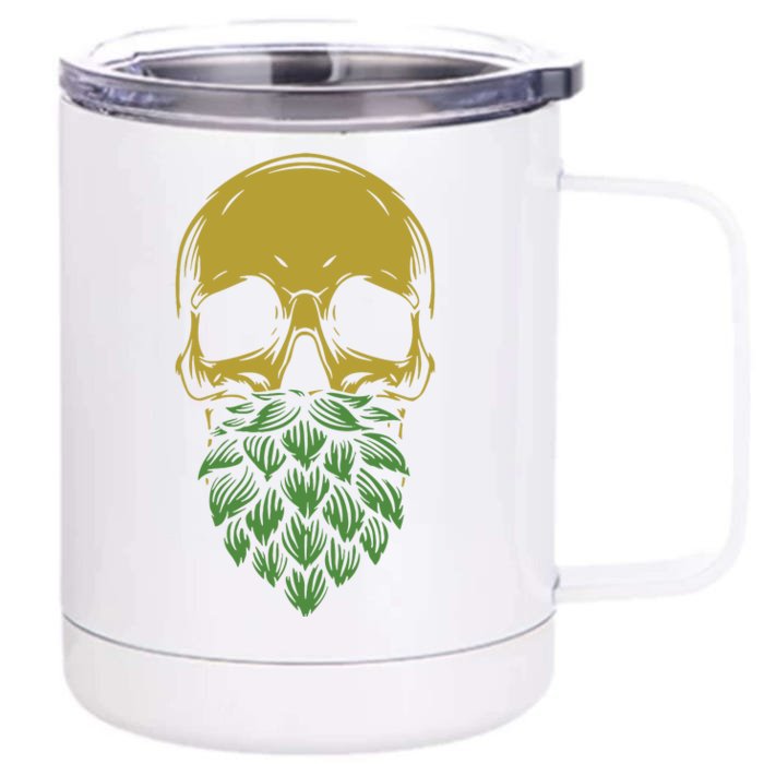 Home Brewing Ipa Craft Beer Brewer Skull Hop Beard Front & Back 12oz Stainless Steel Tumbler Cup