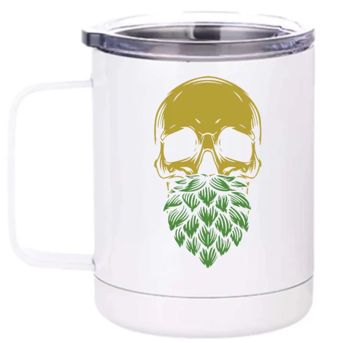 Home Brewing Ipa Craft Beer Brewer Skull Hop Beard Front & Back 12oz Stainless Steel Tumbler Cup