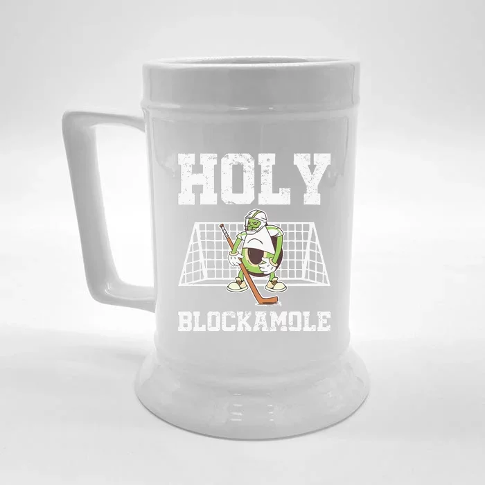 Holy Blockamole Ice Hockey Goalie Hockey Goalkeeper Front & Back Beer Stein