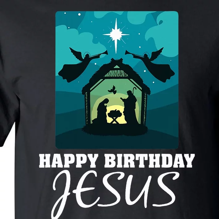 Happy Birthday Jesus  Christmas Advent Nativity Scene North Tall T-Shirt