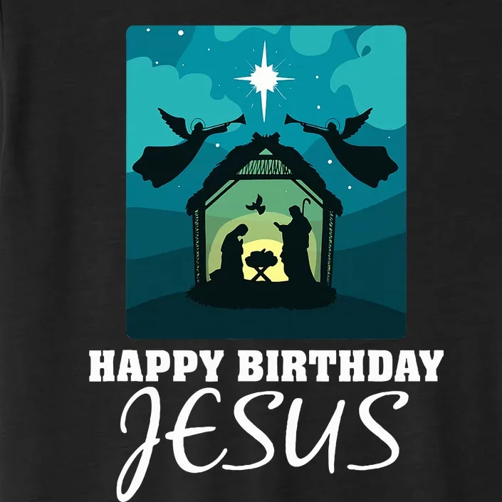 Happy Birthday Jesus  Christmas Advent Nativity Scene North ChromaSoft Performance T-Shirt