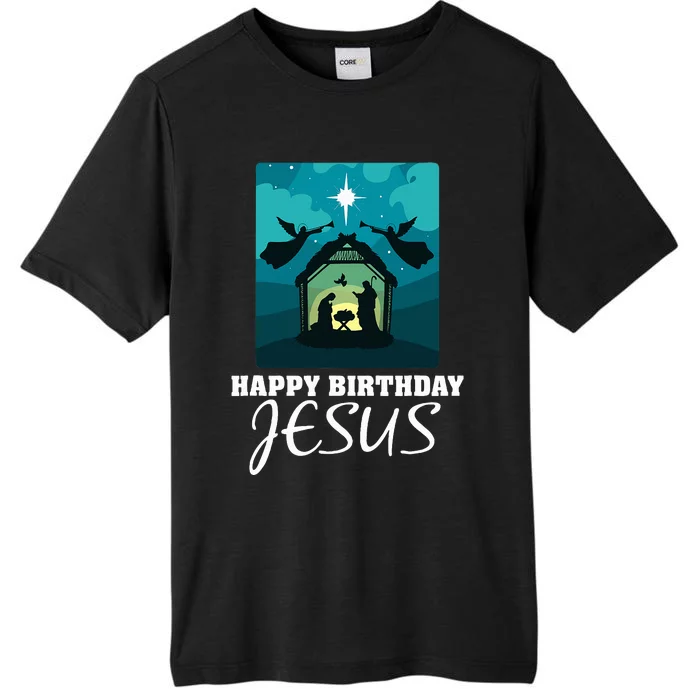 Happy Birthday Jesus  Christmas Advent Nativity Scene North ChromaSoft Performance T-Shirt