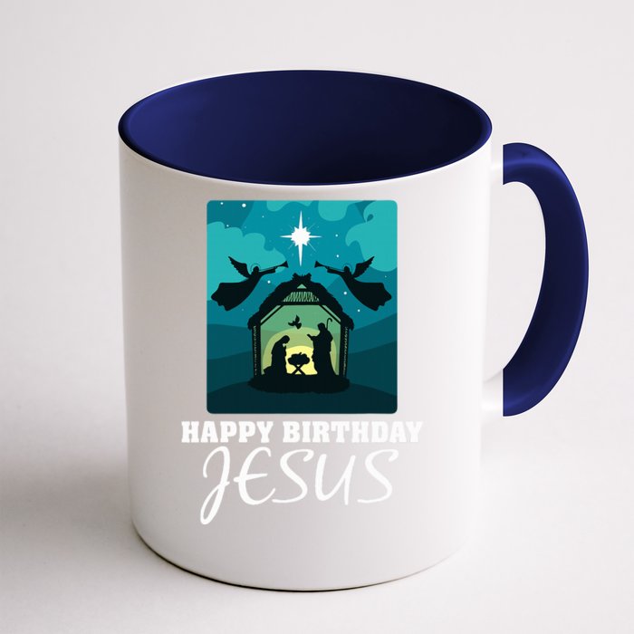 Happy Birthday Jesus  Christmas Advent Nativity Scene North Front & Back Coffee Mug