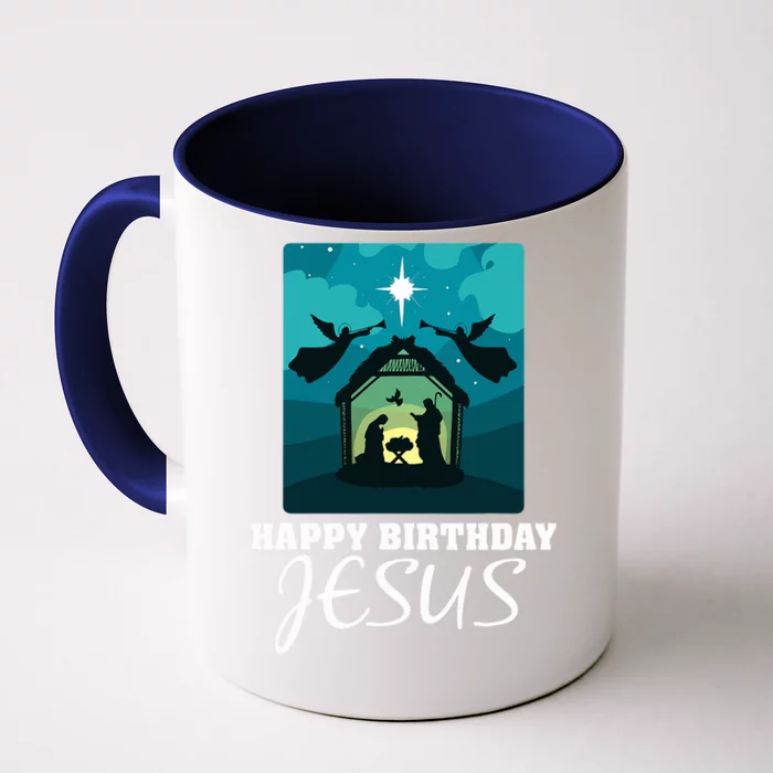 Happy Birthday Jesus  Christmas Advent Nativity Scene North Front & Back Coffee Mug