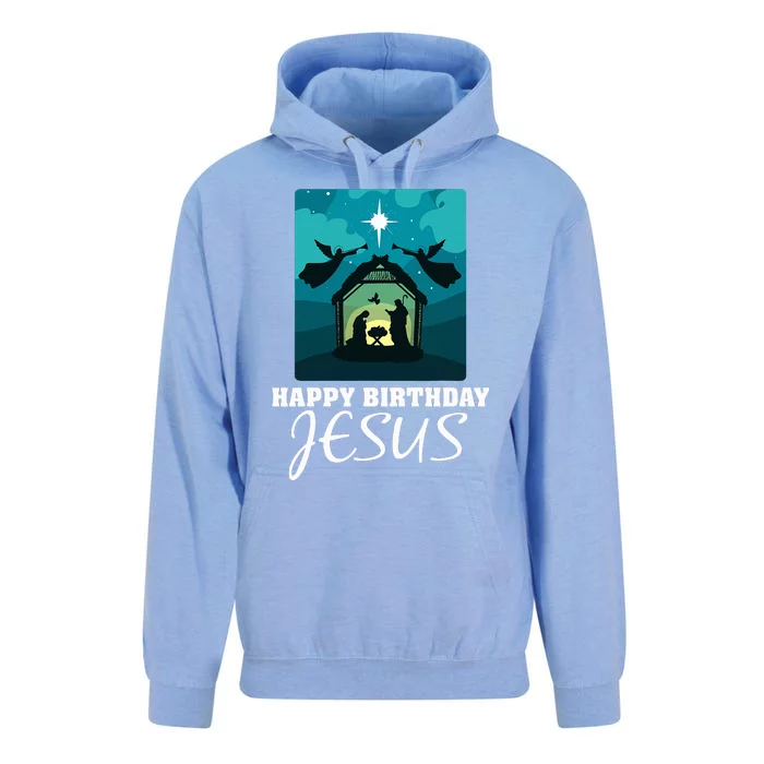 Happy Birthday Jesus  Christmas Advent Nativity Scene North Unisex Surf Hoodie