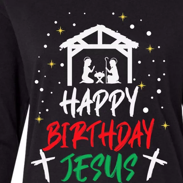 Happy Birthday Jesus Womens Cotton Relaxed Long Sleeve T-Shirt