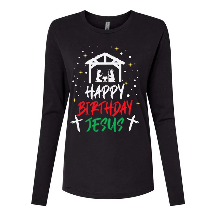 Happy Birthday Jesus Womens Cotton Relaxed Long Sleeve T-Shirt