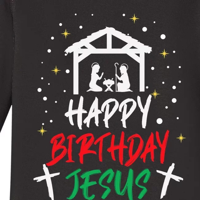 Happy Birthday Jesus Baby Long Sleeve Bodysuit