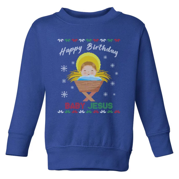 Happy Birthday Jesus Funny Ugly Christmas Gift Toddler Sweatshirt