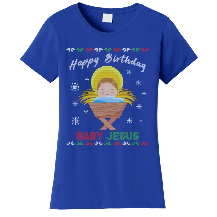 Happy Birthday Jesus Funny Ugly Christmas Gift Women's T-Shirt