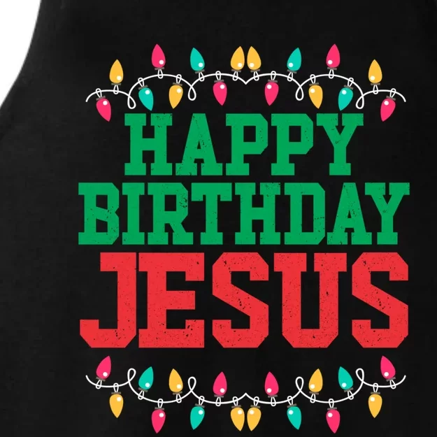 Happy Birthday Jesus Christian Christmas Cute Gift Ladies Tri-Blend Wicking Tank