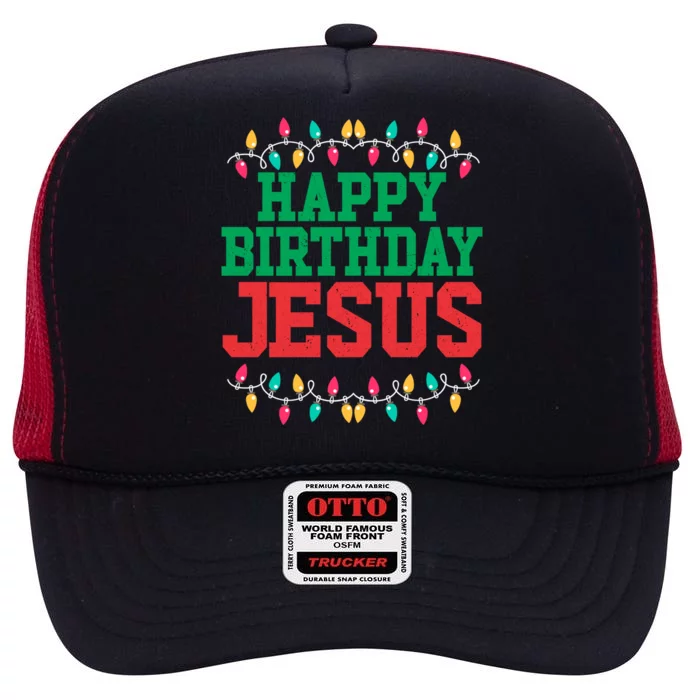 Happy Birthday Jesus Christian Christmas Cute Gift High Crown Mesh Trucker Hat