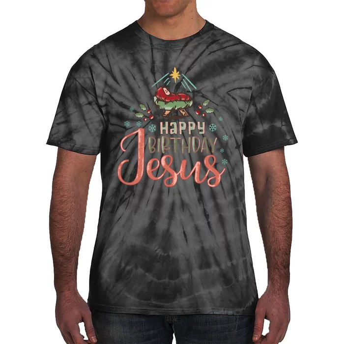 Happy Birthday Jesus Christ The Savior Is Born Christian Retro Christmas Tie-Dye T-Shirt