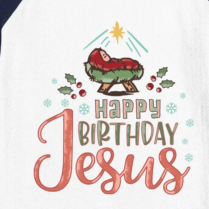 Happy Birthday Jesus Christ The Savior Is Born Christian Retro Christmas Baseball Sleeve Shirt