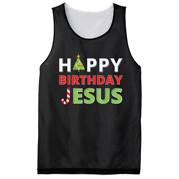 Happy Birthday Jesus Funny Christian Christmas Mesh Reversible Basketball Jersey Tank