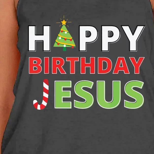 Happy Birthday Jesus Funny Christian Christmas Women's Knotted Racerback Tank