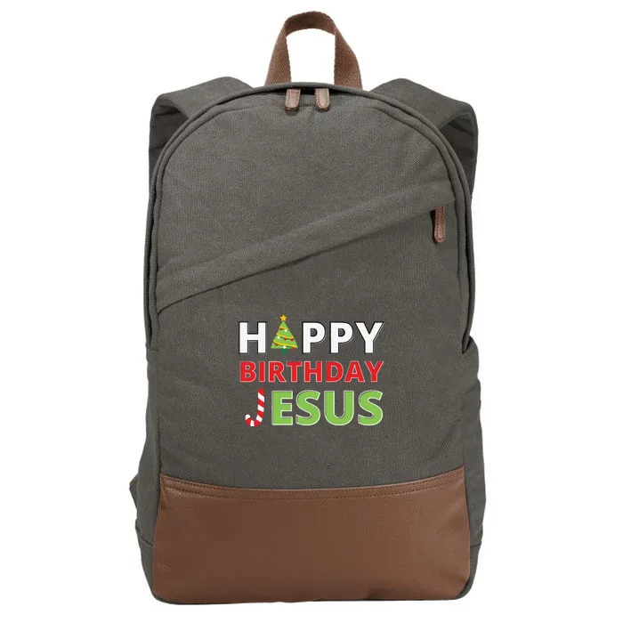 Happy Birthday Jesus Funny Christian Christmas Cotton Canvas Backpack