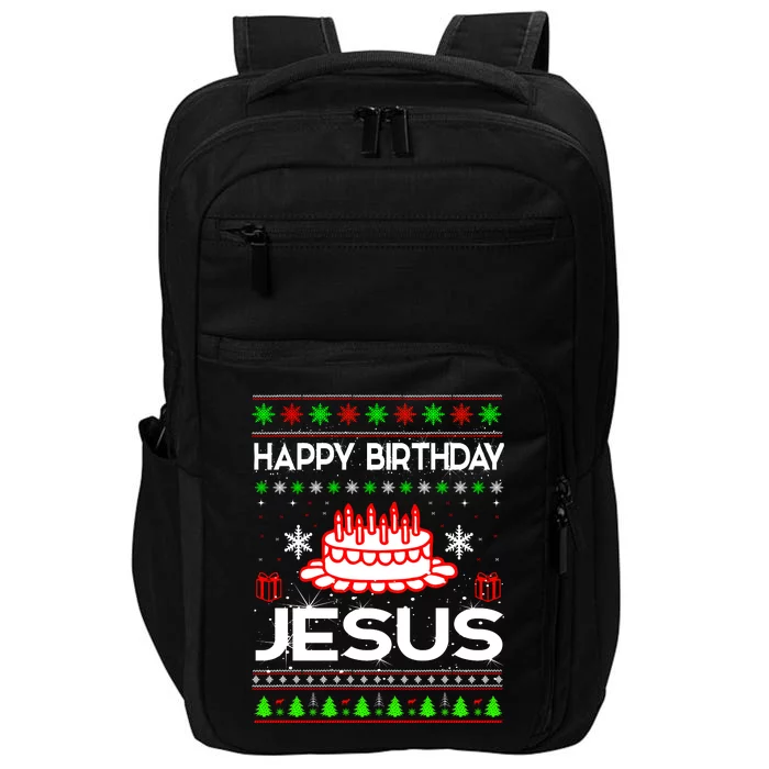 Happy Birthday Jesus Ugly Christmas Impact Tech Backpack