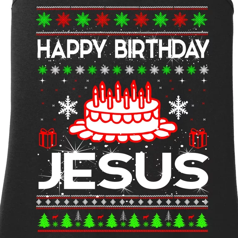 Happy Birthday Jesus Ugly Christmas Ladies Essential Tank