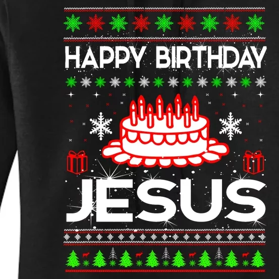 Happy Birthday Jesus Ugly Christmas Women's Pullover Hoodie