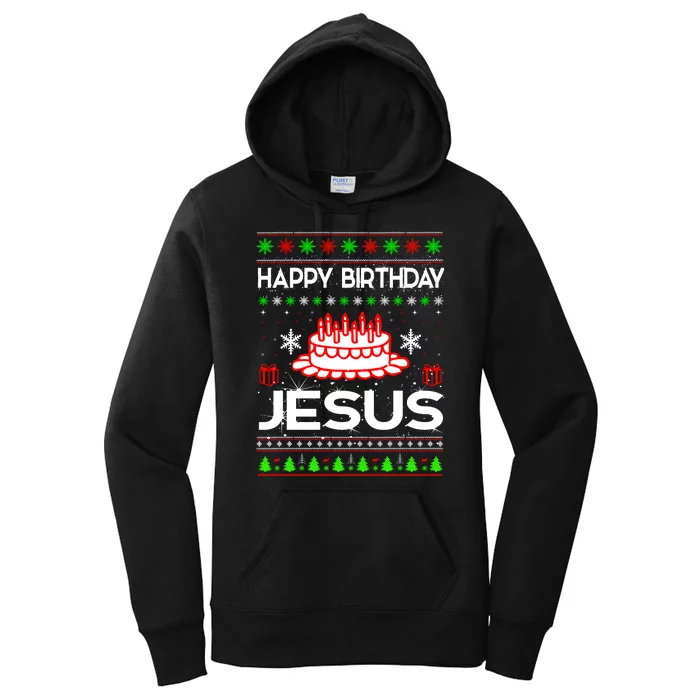 Happy Birthday Jesus Ugly Christmas Women's Pullover Hoodie