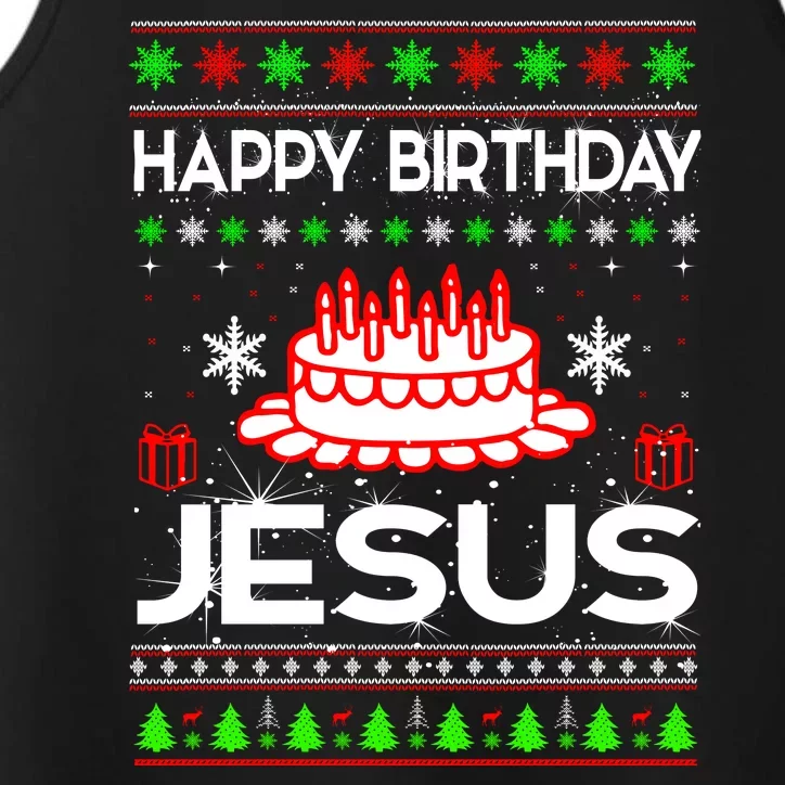 Happy Birthday Jesus Ugly Christmas Performance Tank