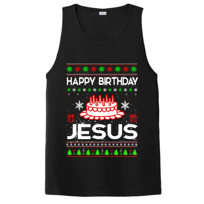 Happy Birthday Jesus Ugly Christmas Performance Tank