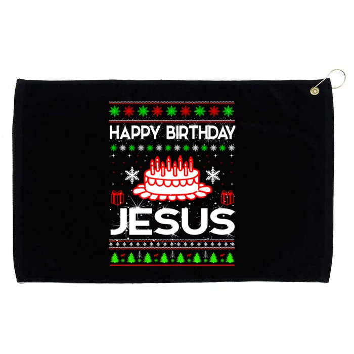 Happy Birthday Jesus Ugly Christmas Grommeted Golf Towel