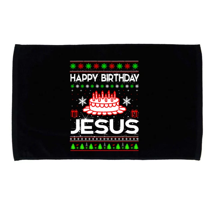 Happy Birthday Jesus Ugly Christmas Microfiber Hand Towel