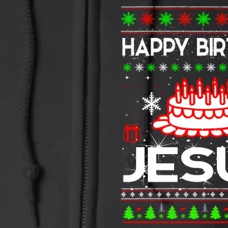 Happy Birthday Jesus Ugly Christmas Full Zip Hoodie