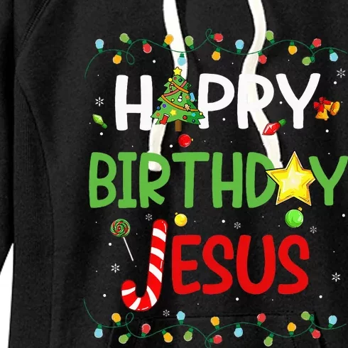 Happy Birthday Jesus Ugly Sweater Christmas Funny Pajama Women's Fleece Hoodie